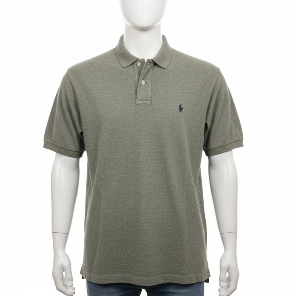Vintage 90s Polo Ralph Lauren Short Sleeve Collared Shirt Gray Green Preppy XL